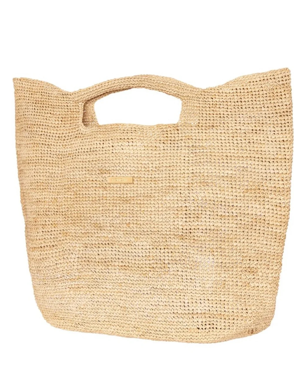 Monday Swimwear Natural Woven Straw Tote - Beige LARGE - Picture 3 of 5